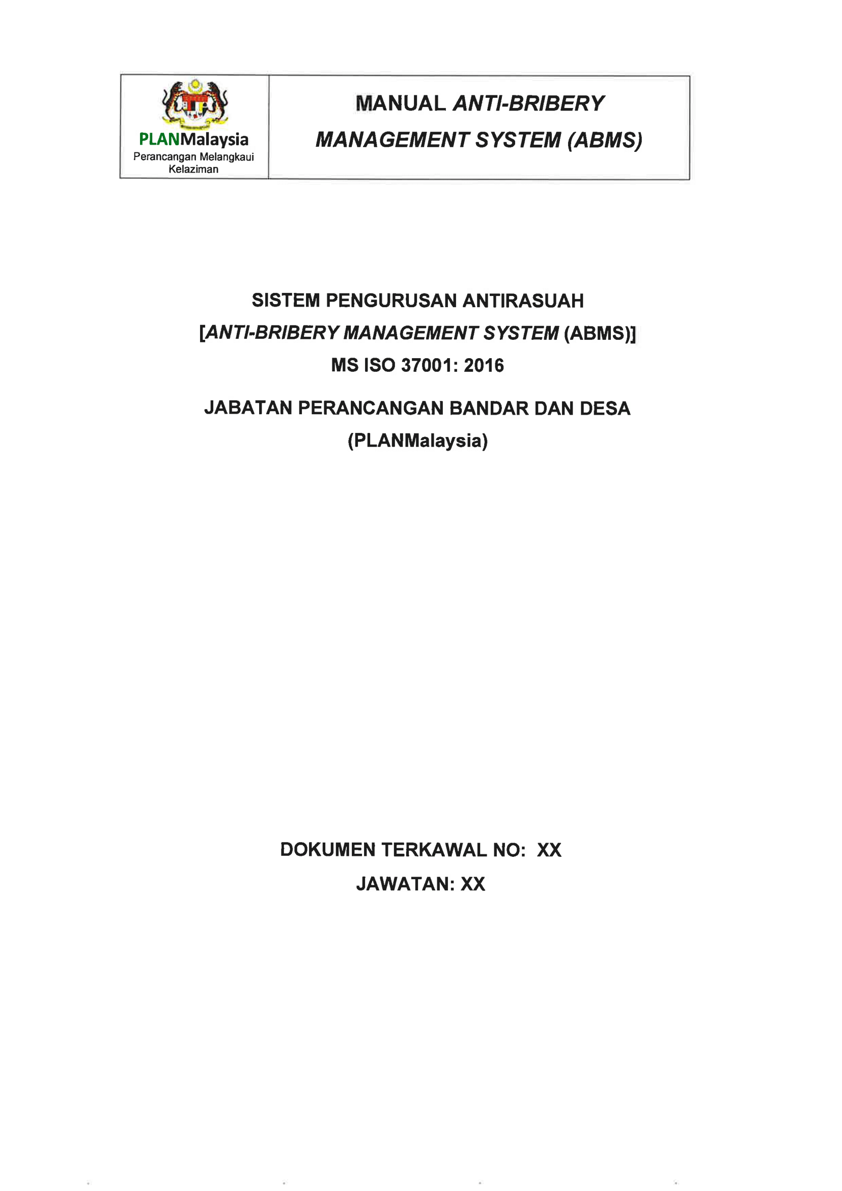 3 Manual MS ISO 37001 2016 ABMS PLANMalaysia 2025